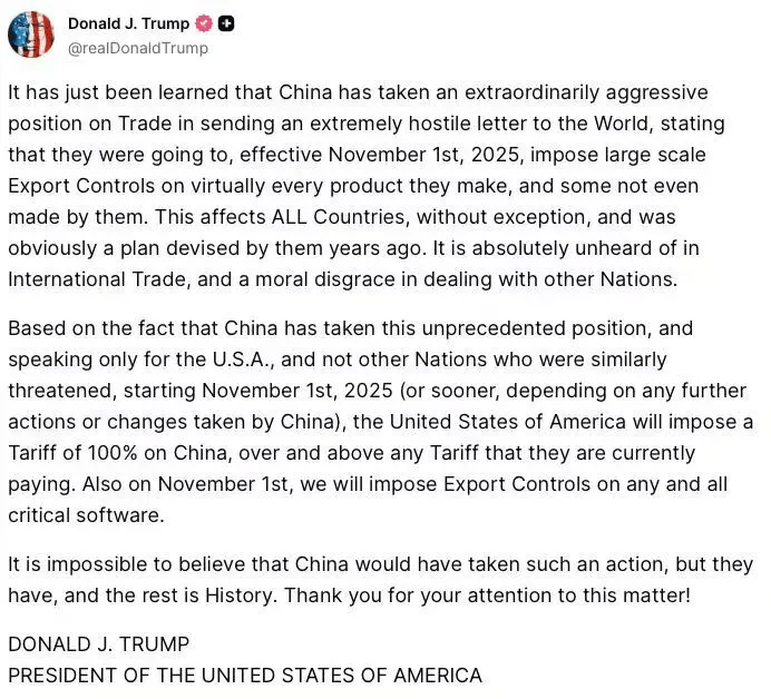 谱否认上市前夕裁员；Linux 基金会 “收编” React Q资讯J9国际网站特朗普对华加征100%额外关税、“锁死”所有关键软件；智(图5)